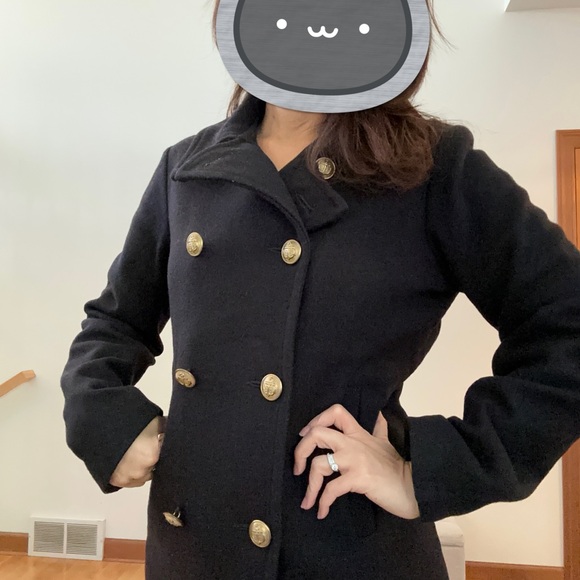 Fidelity // by Gerald & Stewart/ Wool black Pea Coat Size M - Picture 14 of 14